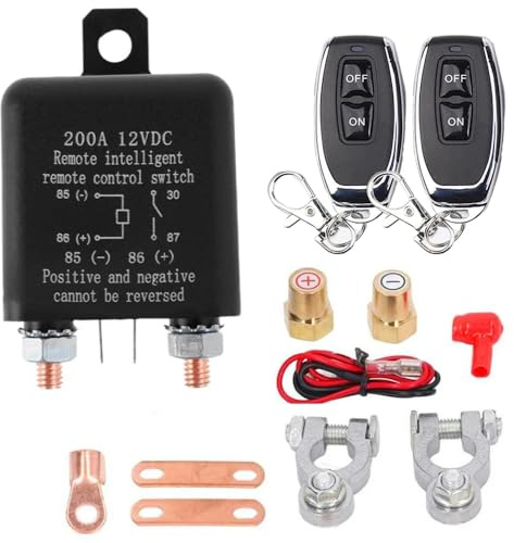 Universal Auto Batterie Schalter Relais DC 12V 120A/200A mit Fernbedienung für Automotive Wireless Isolator Cut Off Anti-Diebstahl Power Off (200A)