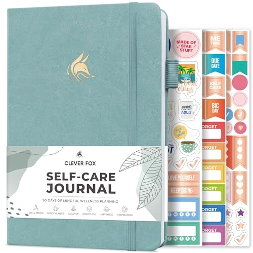 Clever Fox Self-Care Journal – Daily Reflection Notebook – Mental Health & Personal Development Planner, Meditation & Mood Log, A5 (Blue Surf)