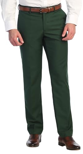 Gioberti Men's Hidden Expandable Waist Dress Pants, Hunter Green, 38x32