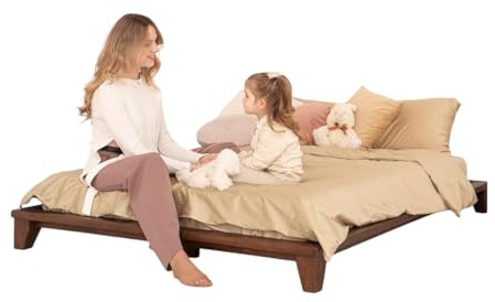 BUSYWOOD Japanese Style Bed Frame - Twin Toddler Bed Frame with Legs - Toddler Full Size Bed - Bed Base Queen - Solid Wood Platform Bed King - Bed Frame Wood - Platform Toddler Bed - Low Bed Frame