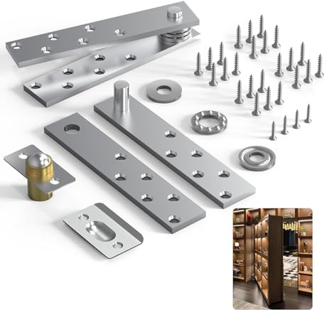 Fenghome Pivot Hinge, Heavy Duty 360° Adjustable Rotation 300lbs, Stainless Steel Hidden Door Hinges for Wood Secret Doors/Bookcase