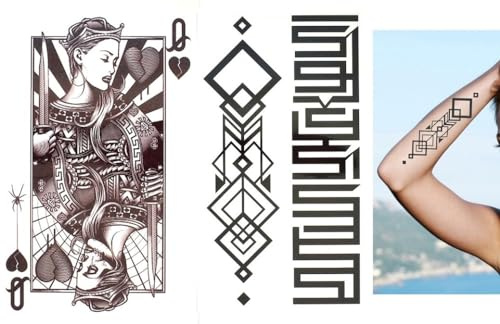 2 Blätter Temporäres Spielkarte Tattoo Arm Tattoo Totenkopf Tattoo XQB001 026