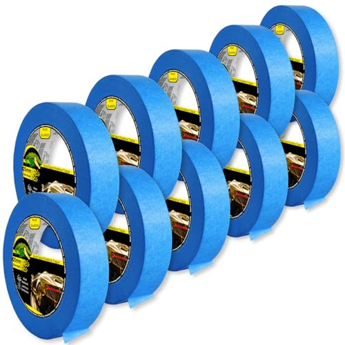 Magnet-Kauf KrokTape 10x Goldband Abklebeband Lackierband 25mm x 50m Malerklebeband Abdeckband Maler Klebeband zum Streichen Lackieren Malerband Abklebeband Blau