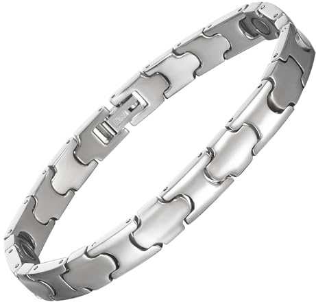 YINOX Pulsera magnética de titanio para hombre, incluye 8 imanes NdFeB y caja de regalo de (20,5 cm)