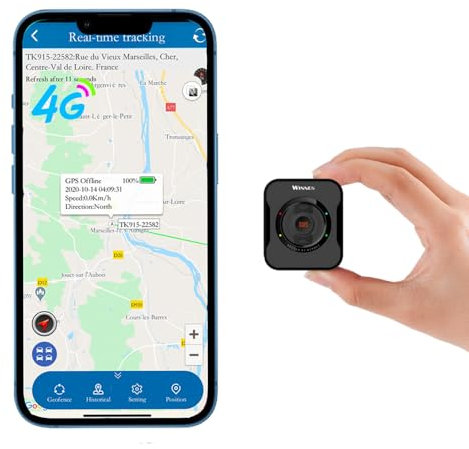 Winnes Mini GPS Tracker 4G Tracker Auto Wasserdicht Diebstahlschutz, Echtzeit Tracking mit SOS, Benutzerdefinierte Funktionstasten, Historische Routenwiedergabe, Mehrere Alarmmodi TKS1