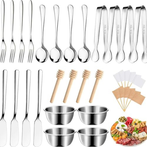 34-teiliges Käse-Butter-Streumesser-Set,Geeignet für alle Käsesorten,Butterschneider,Käseschneider aus Edelstahl,Edelstahl Käsemesser Schneidemaschine,Käsegabel,Küchenkäse Werkzeuge,Butterstreuer