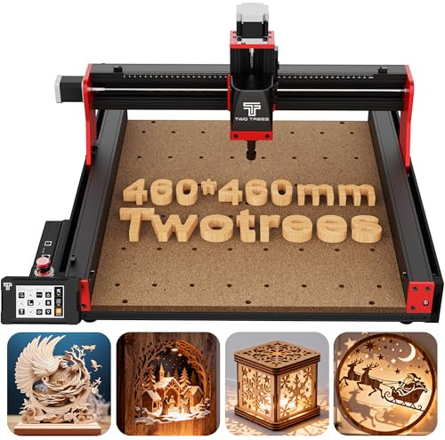 Twotrees TTC450 Pro Metall CNC Fräsmaschine, CNC-Holzfräse mit NEMA 23 Schrittmotor, 3-Achsen Fräsmaschine zum Gravieren und Schneiden von Metall Acryl Massivholz MDF, Arbeitsbereich 460 x 460x80 mm