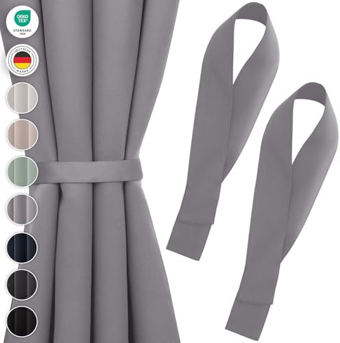 Blumtal ferma tende oscuranti set da 2 - fermatenda blackout 7x25 cm - fermatende e raccogli tenda lavabile - ferma tenda camera da letto - ferma tende oscuranti e termiche - raccogli tenda in grigio