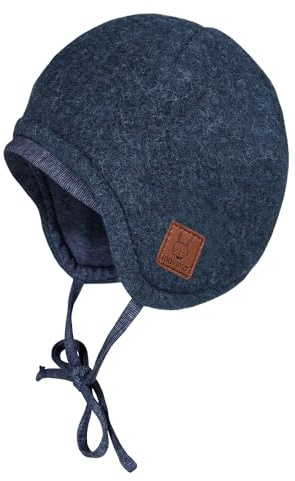 maximo GOTS Baby-Mütze,Wollfleece kbT Jerseyfutter KBA, Bindeband Made in Germany Wollfleece