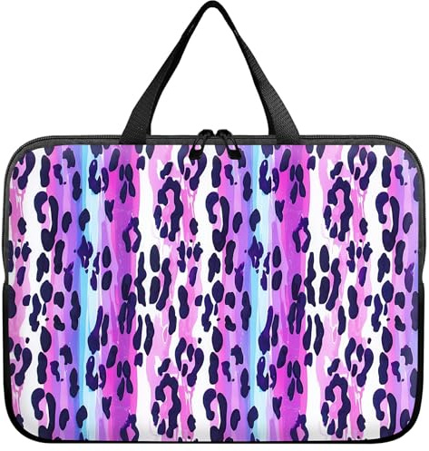 Universal Tablet Laptop Sleeve Case 10 inch, Purple Leopards Slim Carrying Case Durable Handbag Travel Laptop Bag for 7 to 10-inch Laptops/Notebook/Kids Tablet/ipad/eBook Readers