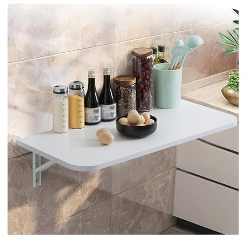 WLCNYL An der Wand montierter Schreibtisch mit Doppelschnalle und Klapphalterung aus Edelstahl. Abgerundetes Eckendesign. Klappbarer Wandtisch. Waschküchen-Klapptisch mit ausziehbarem Ausziehbett.