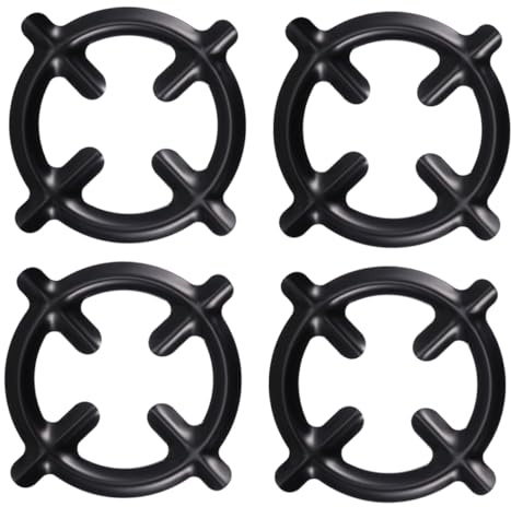 OKUMEYR Anneaux de Support en Fer pour Cuisinière à Gaz, Lot de 4 Pièces, Finition Soignée et Surface Lisse, Supports Ronds pour Casseroles et Plaque de Cuisson Solide