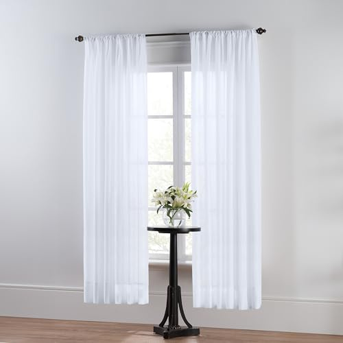 SmartSheer Thermoregulating Semi-Sheer Curtains – Energy-Saving Privacy Panels with UV Light Deflection, Heat & Cold Insulation (White, 84L x 59W, Pack of 1)