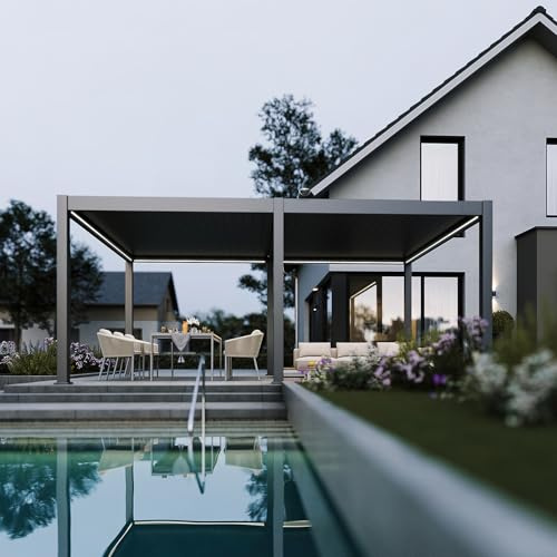 Weide Deluxe Plus Pergola | Alu Lamellenpavillon mit Motor & LED