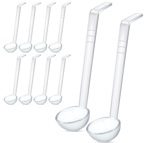 Joskeijky 10 Pezzi 7,8 Pollici 1Oz Piccolo Mestolo Trasparente Mini Mestolo per Salsa Ciotola Punch in Plastica a Manico Lungo Mestolo Cucchiai di Servizio Durevole