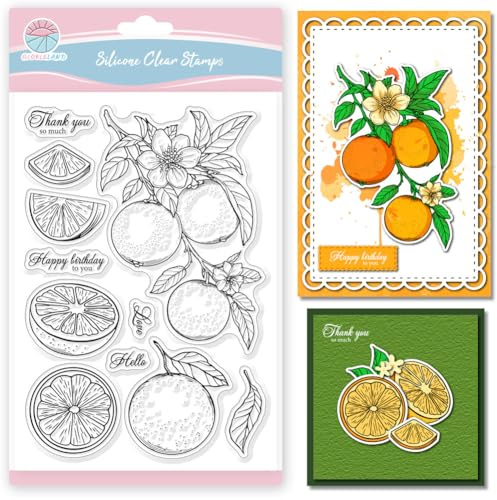 GLOBLELAND Orangefarbene Transparente Silikon Stempel Siegel Grußworte Transparente Stempel Für DIY Scrapbooking Karten Erstellen von Fotoalben Und Tagebüchern
