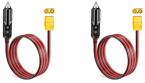 rieder 2X Cable de Carga para Encendedor Conector Hembra XT90 A Enchufe Macho para Encendedor de Cigarrillos de Automóvil para Estación de Energía de Generador Solar 14AWG 12V