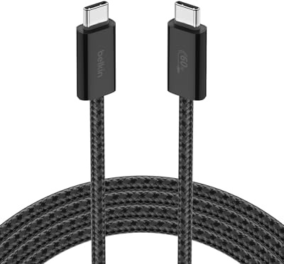Belkin USB C to USB C Cable, 6.6ft, 60W - Type C Charger, iPhone Charger Cord, Soft, Braided, Flexible for iPhone 17, Galaxy S25, Pixel 10, Airpods, iPad Pro, Tablet & More, Travel Essentials - Black
