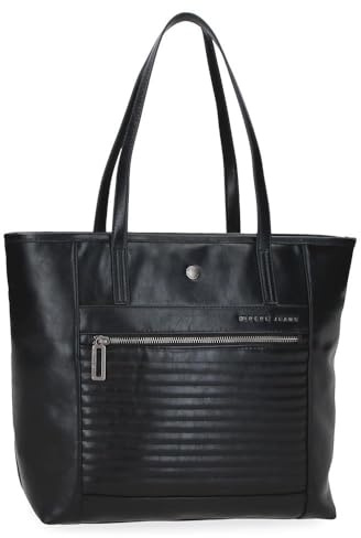 Pepe Jeans Biker Borse Tote Portatile 15,6 Pollici Nero 34X32X14 cm Poliestere con Dettagli in Pelle Sintetica by Joumma Bags, Nero, Taglia unica, Borsa tote