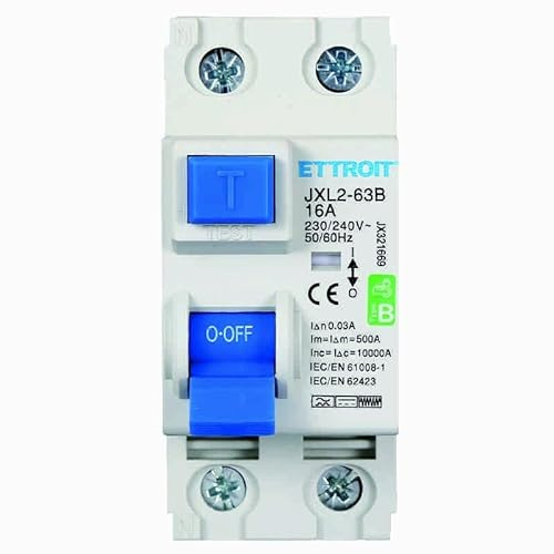 IXTRIMA Interruttore Differenziale Puro Magnetotermico 2P 16A 30mA CURVA B 6KA AC/DC 220V 30mA CURVA B per Guida DIN - 2 Moduli DIN - Protezione Circuiti e Sicurezza Impianti