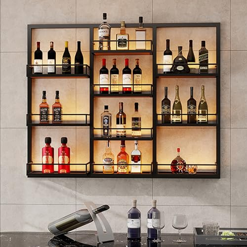 AKOGG Porte Bouteille Mural,Étagère De Vin Murale,Casier À Vin,Casier À Bouteilles,Étagère De Rangement,Métal Range Bouteille Vin pour Cuisine,Cave À Vin,Bar,Noir