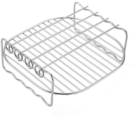 Jlobnyiun Rejilla para freidora de Aire - Soporte Parrilla Doble Capa, sartén Acero Inoxidable | Construcción Resistente y Duradera con compatibilidad 6, 7 8 Pulgadas diseño multipropósito, Accesorio