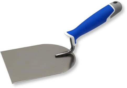 DEWEPRO Gipserspachtel - Stuckateurspachtel - Spachtelkelle mit Edelstahlblatt - Breite: 120mm - Stuckateurkelle - Putzerkelle - Putzkelle mit ergonomischem 3-Komponenten-Griff