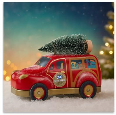 Katsy Style - Shortbread Biscuit Tin, Car with Christmas Tree Design, Festive Butter Cookies, Classic Flavor, 50 g Metal Tin, Pack of 1
