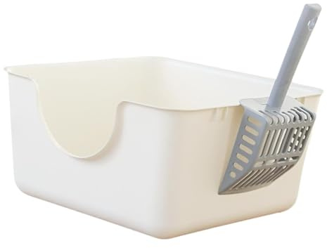 Maison de Toilette Bac À Litière Avant Abaissé en Forme De U pour Chat, Lisse pour Toutes Sortes pour, Sable pour Toilettes Chatons, Lapins(White)