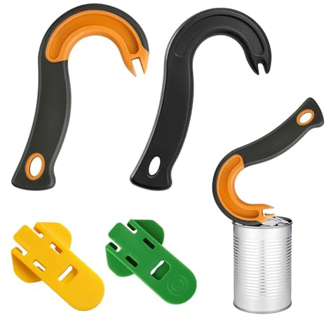 4-Piece Can Opener Set, Ring Pull Can Opener Aid(5.3 * 3.3 CM/2 * 1.3 Inch), Manual Tin and Beer Opener(15 * 9 CM/5.9 * 3.5 Inch), Ergonomic Design for Seniors and Weak Hands, Kitchen Outdoor Use
