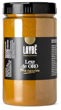 LAYBÉ - Leche de Oro, Golden Milk, Cúrcuma Late, Selección de Especias, Ideal para Repostería, Te, Café y Otros - Doble Dosificador y Cierre Hermético - Bote Hostelería 400g