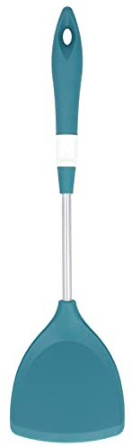 Fictory Set di utensili da cucina in silicone, isolamento termico, anti-scottatura, impugnatura comoda, anima in acciaio inossidabile, design salvaspazio, spatola verde per una cottura sicura ed