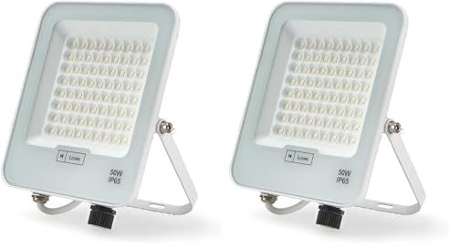 M Ledme - Foco Proyector Led Napoli Plus White 50W, Protección IP65, Regulable de Luz Fría a Luz Cálida 2700K-6500K, Iluminación exterior, De uso para jardín, patios, parking, hotel, naves etc.