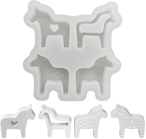 Vartegas Silikonform Pferd Dalapferd, Silikonformen Gießformen Pferd Giessformen Silikon für Gips Tiere, Silicone Gussform Pferd für Gips Polymer-Gipspaste DIYS (A)