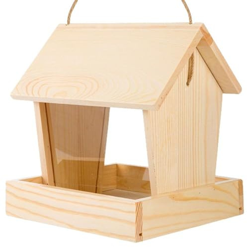 para Aves Exterior,Estación de Alimentación Colgable de Madera - Exterior para Pájaros | Jardín, balcón, Patio, terraza, Porche, Parque