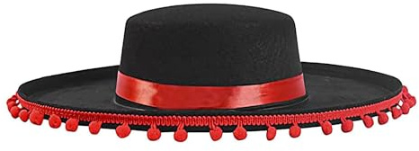 Cappello messicano Sombrero – Grande cappello a tesa larga con pompon decorativi a , accessorio tradizionale per costume da uomo e donna, per feste a tema, eventi all'aperto