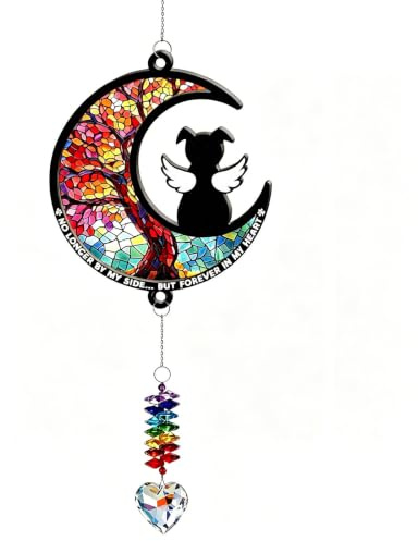 Dog Memorial Gifts, Pet Memorial Gifts, Pet Loss Gifts, Crystal Suncatcher for Windows, Rainbow Bridge Hanging Ornament, Sympathy Gift for Loss of Dog