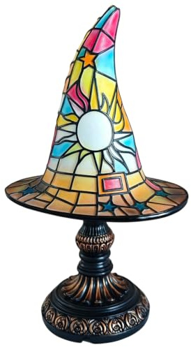 Handgjord häxhatt lampa av målat glas, USB, retroharts, kreativ, | BPA-fri, dubbelvägg, vakuumisolerad, diskmaskinssäker, perfekt för resor, kontor, fitness