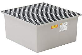 Auffangwanne aus GFK, mit GFK-Gitterrost, Auffangv olumen 210 l, BxTxH 850x850x400 mm