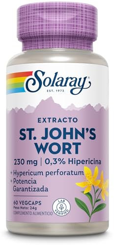 Solaray St. John's Wort - Complemento alimenticio, Potencia garantizada, extracto 233 mg