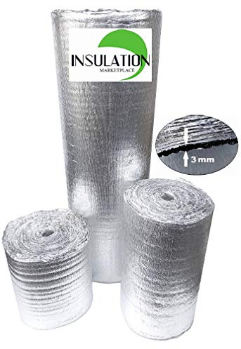 SmartSHIELD -3mm 24x50Ft Reflective Insulation roll, Foam Core Radiant Barrier, Thermal Insulation Shield, Commercial Grade (24x50')