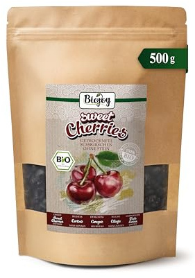 Biojoy BIO Ciliegie dolci essiccate, denocciolate, non solforate, 500 g | Intere, senza zuccheri aggiunti