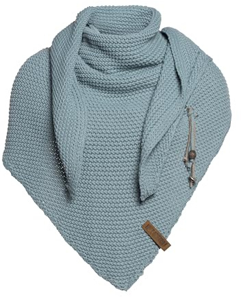 KNIT FACTORY - Dreiecksschal Coco - Damen Strickschal mit Wolle - Umschlagtuch für den Herbst und Winter - Winterschal - Dreieckstuch - Hochwertige Qualität - XXL Schal - 190 x 85 cm - Stone Green