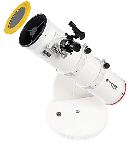 Bresser Teleskop Messier 6 tum Dobson med paraboliskt utseende, hög kvalitet och kompakt, perfekt för resor med förmonterat rör utan nödvändig montering inklusive LED-sökare, 2 okularer och månfilter