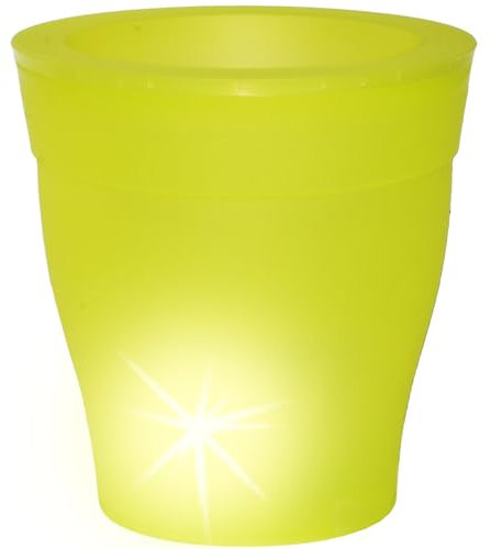 alles-meine.de GmbH 1 Stück LED LICHT - Design - Blumentopf/Pflanzkübel - NEON/gelb - grün - 20 cm Gross - Batterie betrieben - Dekolicht - Leuchtkübel - ohne Kabel - k..