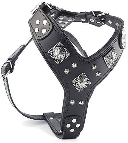 Bestia ''EROS'' Leder Brustgeschirr für große Hunde. Handgefertigt. | Größe L/XL- für einen Brustumfang von 60 cm bis 115 cm, Schwarz