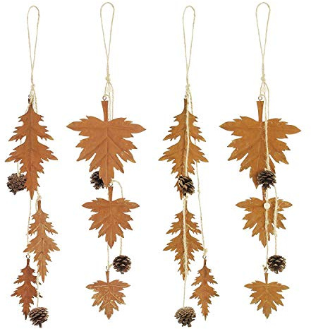 Herbstdeko Anhänger Metall Ahornblatt Tannenzapfen Türdeko 4er Set
