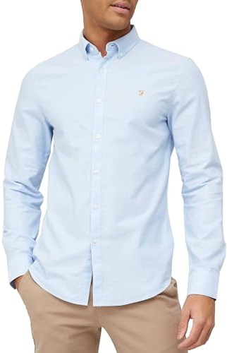 Farah Camicia da Uomo a Quadri, Blu Cielo, M