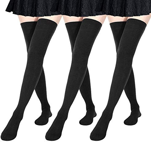 DRESHOW 3 Paia Donna Extra Lunghi Calzini da Ginocchio Coscia Alta Calze Stivali Calze Sopra il Ginocchio Calze