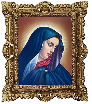 Väggmålning Madonna mor till Jesus Addolorata bild barockram 45 x 38 cm barock